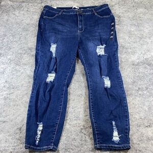 Rue 21 Jeans Women's 22 Dark Wash Distressed Curvy High Rise Ultimate Stretch